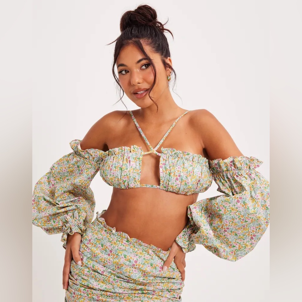 NWT FOR LOVE AND LEMONS Floral Off-Shoulder Top and Skirt Set